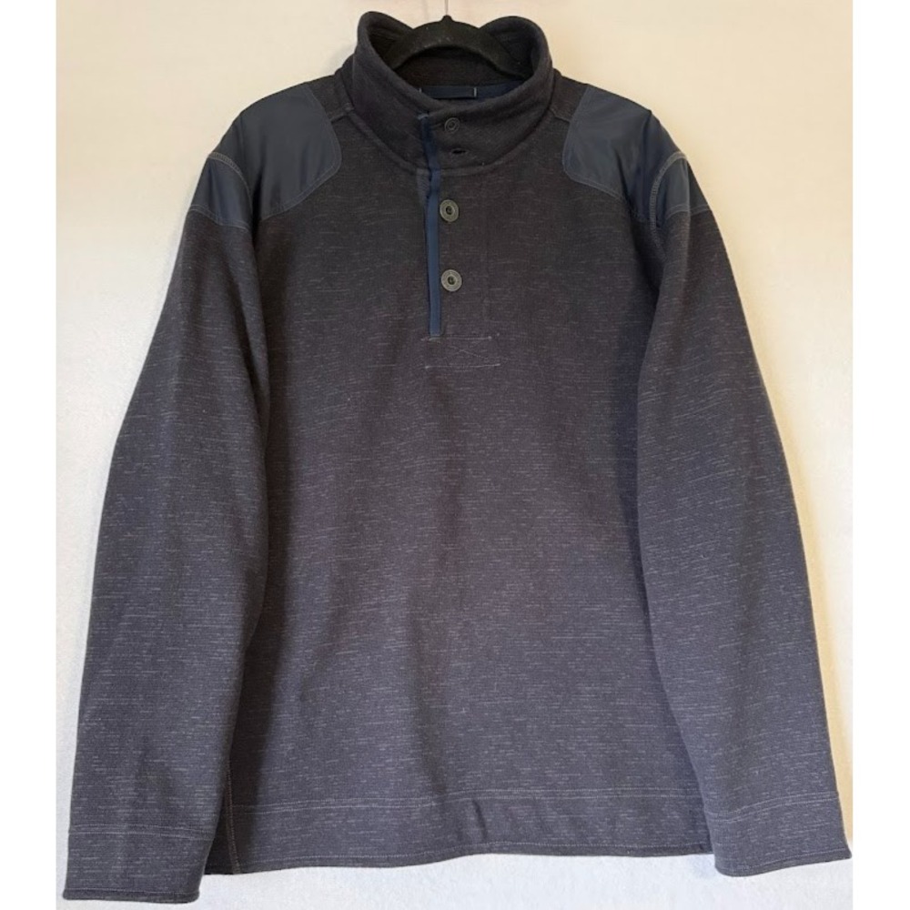 Tommy Bahama Pullover Jeans Men XL Blue Fleece Henley Jacket Buttons Casual‎